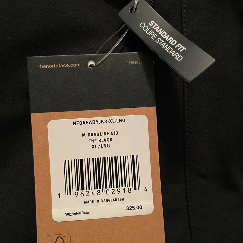 The North Face Men Dragline Dryvent Waterproof Shell Ski Bibs Pants Black